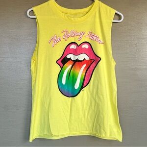 Bravado Yellow Rolling Stones Muscle Top